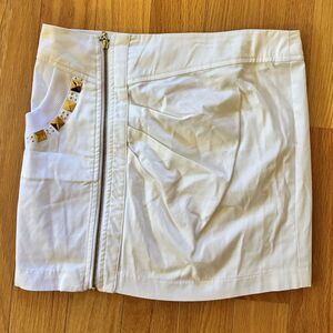 Baby Phat Jean Co. Juniors Front-Zip White Mini Skirt with Gold Studs - Size 3